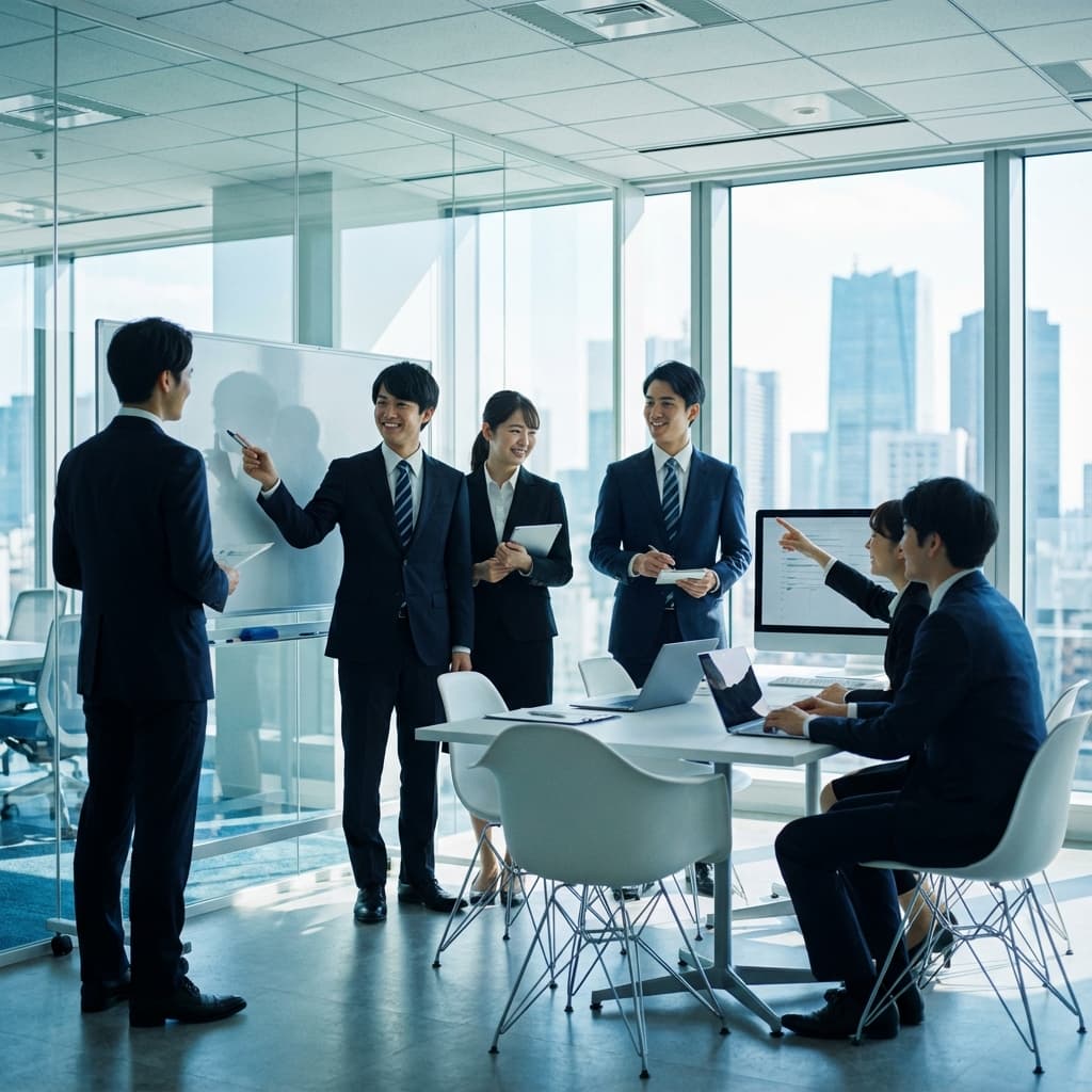 Business students working together